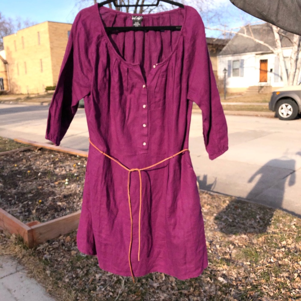 Lord & Taylor 100% Linen Plum Dress Size XL